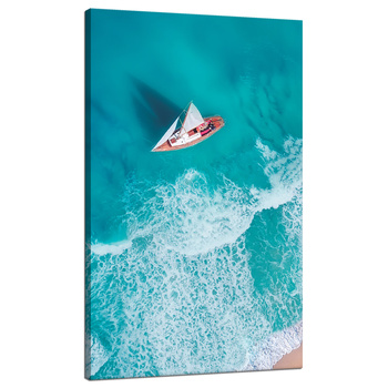 Leinwandgemälde Segelboot Wellen Sandufer 70x120 cm
