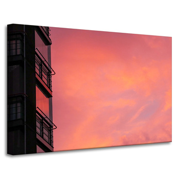 Leinwandgemälde Pink Sky Sunset Building 90x60