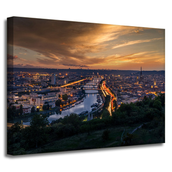 Leinwandgemälde Architektur Rouen am Abend 40X30 cm