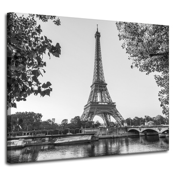 Leinwandgemälde Architektur Eiffelturm schwarz und weiß 100X80 cm