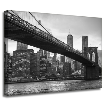 Leinwandgemälde Architektur Manhattan Bridge schwarz und weiß 40X30 cm
