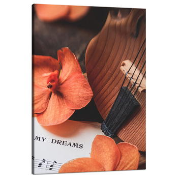 Leinwandgemälde Musiknoten Violine Blumen 80x120