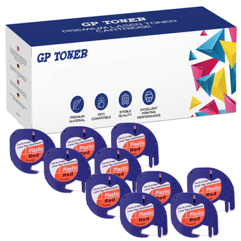 10 x Dymo LetraTag 59424 Klebeband, 12 mm x 4 m, roter Kunststoff – Ersatz für GP-DY59424 x10