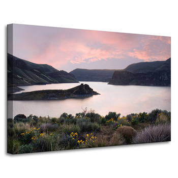 Leinwandgemälde Natur Berge Wasser Himmel Blumen Pflanzen 90x60