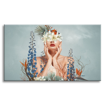 Leinwandgemälde Verschiedene Blumen Frau Natur 120x80 cm