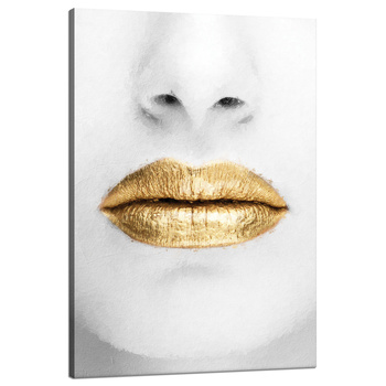 Leinwandgemälde Weißes Gesicht Goldene Lippen Kunst 80x120 cm
