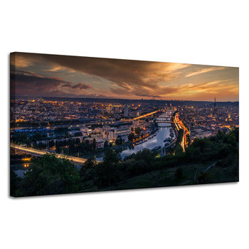 Leinwandgemälde Architektur Rouen am Abend 120X60 cm