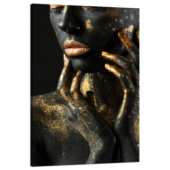 Leinwandgemälde Frau Finger Goldene Flecken Kunst 80x120 cm