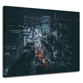 Leinwandgemälde Architektur von Tokio bei Nacht 100X80 cm