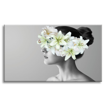 Leinwandgemälde Schwarz-weiße Frauenblumen 120x80 cm