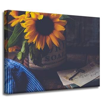 Leinwandgemälde Botanik Sonnenblume Vintage 40x30 cm