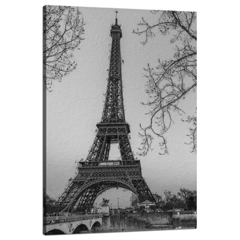 Leinwanddruck Schwarz-weißer Eiffelturm Frankreich Retro 80x120 cm