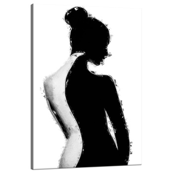 Leinwandgemälde Schwarz-weiße Frau Kunst Pose 80x120 cm