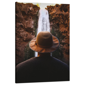 Leinwandgemälde Menschen Wasserfall Berge 80x120