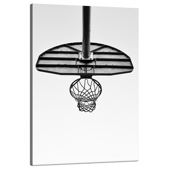 Leinwanddruck Jugendkorb Basketball Schwarz und Weiß 80x120