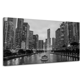 Leinwandgemälde Chicago Architecture schwarz-weiß 120X60 cm