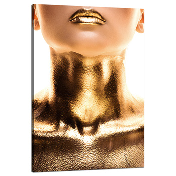 Leinwandgemälde Frau Goldener Hals und Lippen Kunst 80x120 cm