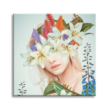 Leinwandgemälde Königin Blumen Frau Natur 90X90 cm