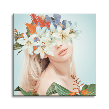 Leinwandgemälde Natur Pflanzen Mädchenkörper 90X90 cm