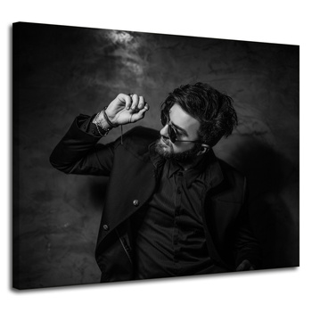 Leinwandgemälde Schwarz-Weiß-Mann 100x80 cm