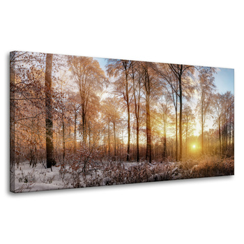 Leinwandgemälde Bäume Winter aufgehende Sonne 80x40 cm