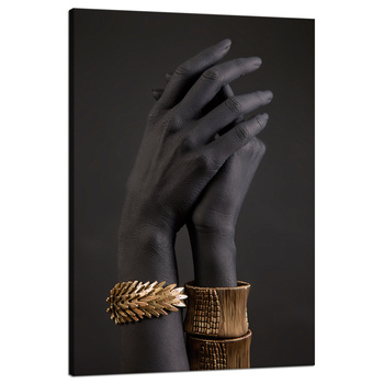Leinwandgemälde Black Hands Gold Ornaments Art 80x120 cm
