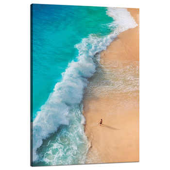 Leinwandgemälde Mann am Strand Wellen Wasser Sonne 80x120 cm