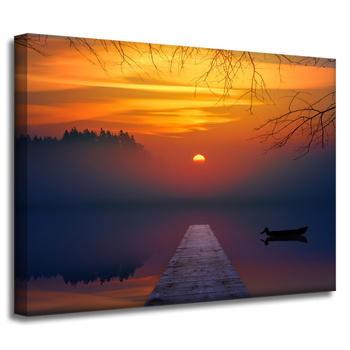 Leinwandgemälde Natur Sonnenuntergang über dem See 40x30 cm