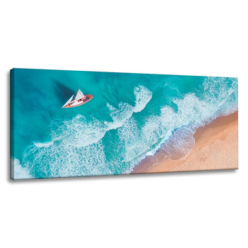 Leinwandgemälde Segelboot Wellen Sandufer 120x60 cm