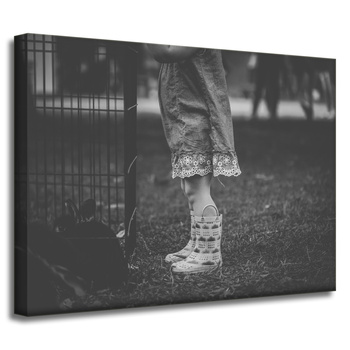 Leinwanddruck Schwarz-weiße Gummistiefel 40x30 cm