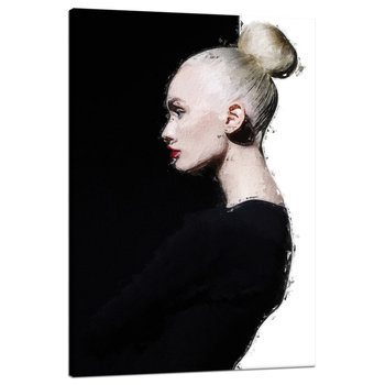 Leinwandgemälde Schwarz-Weiß-Frau mit Haarknoten 80x120 cm