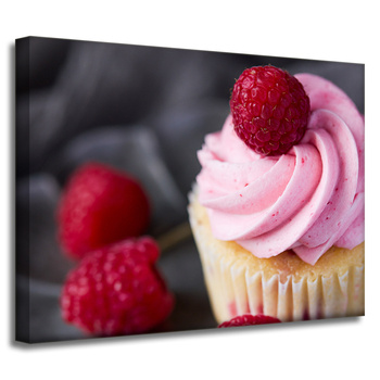 Leinwandgemälde Küche Himbeer-Cupcake 40x30 cm