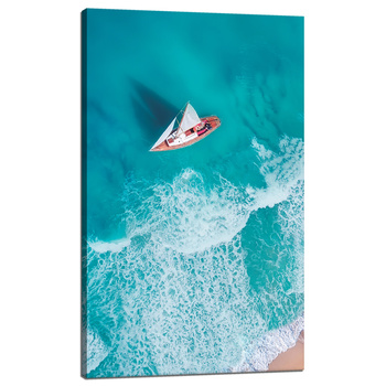 Leinwandgemälde Segelboot Wellen Sandufer 60x100 cm