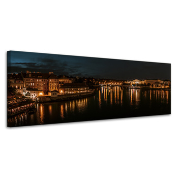 Leinwandgemälde Architektur Prag bei Nacht 120X40 cm