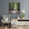Leinwanddruck Jugendfahrrad im Wald 90x90