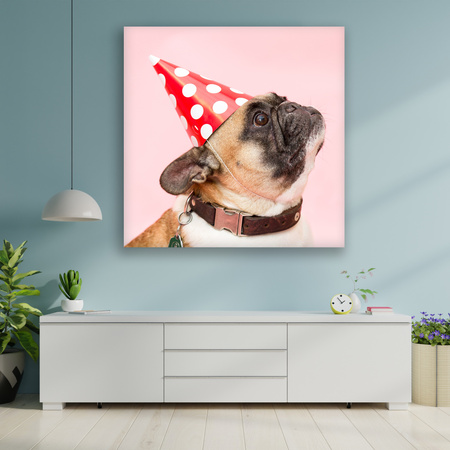 Leinwanddruck Jugend Mops Geburtstag 90x90