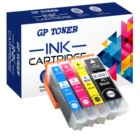 Set mit 4 Kompatibel Druckerpatronen für Epson Expression Premium XP 605 700 810 26XL GP-E2635XL CMYK