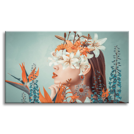 Leinwandgemälde Mädchen Schönheit Blumen Natur 100x80 cm