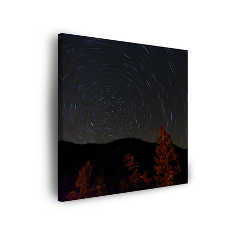 Leinwandgemälde Natur Wald Nacht Berge Abstraktion Bäume 90x90