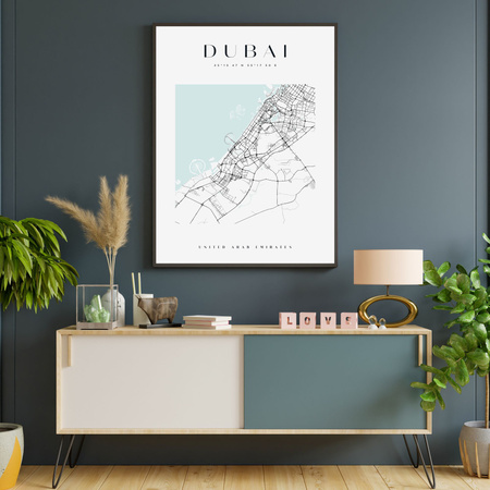 Poster Dubai Stadtplan quadratisch 50X70 cm