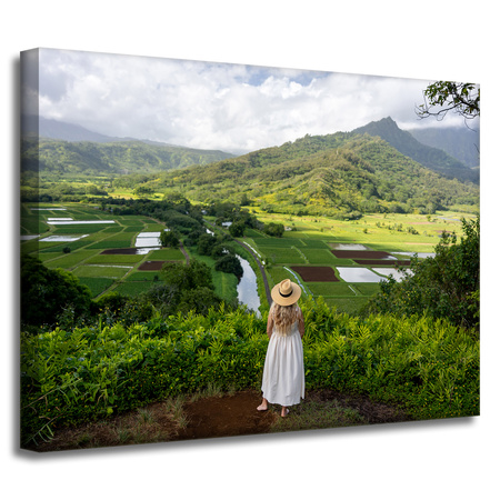 Leinwandgemälde Natur Frau Blick auf die Berge 40x30 cm