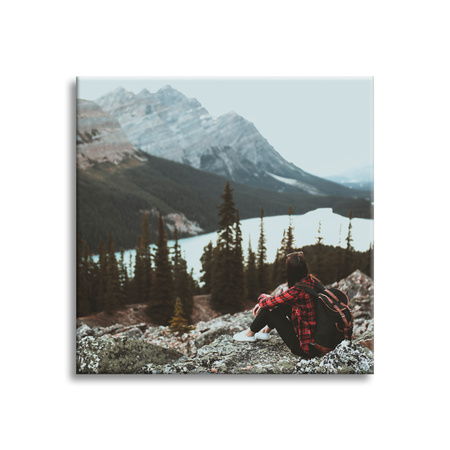 Leinwandgemälde Menschen Berge Frau auf dem Weg 90x90