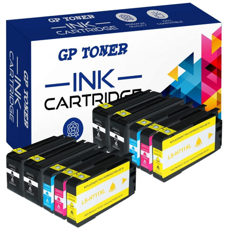 Set mit 10 Kompatibel Druckerpatronen für HP DesignJet T120 T520 T130 GP-H711XL CMYKK x2 GP