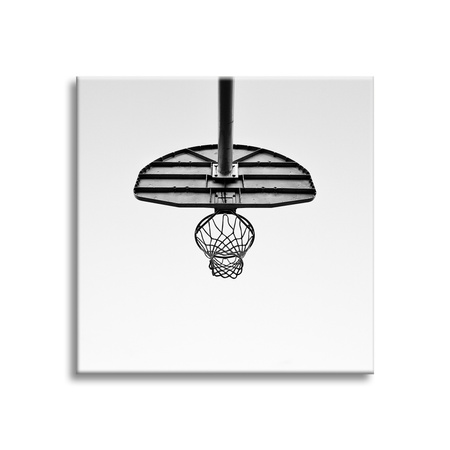Leinwanddruck Jugendkorb Basketball Schwarz und Weiß 90x90