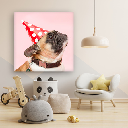 Leinwanddruck Jugend Mops Geburtstag 90x90