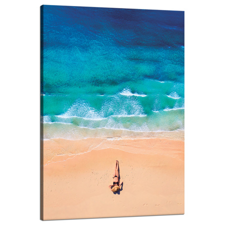 Leinwandgemälde Frau Strand Sonnenwellen 80x120 cm