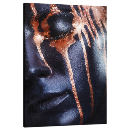 Leinwandgemälde Schwarzes Gesicht Braune Streifen 80x120 cm