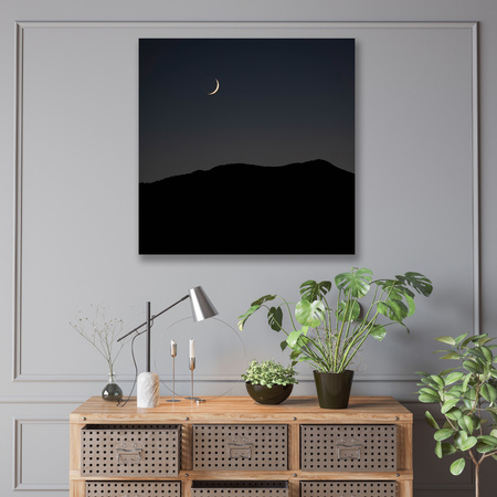 Leinwandgemälde Natur Nacht Dark Moon Mountains 90x90