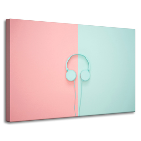 Leinwandgemälde Musik Kopfhörer Zweifarbig 90x60