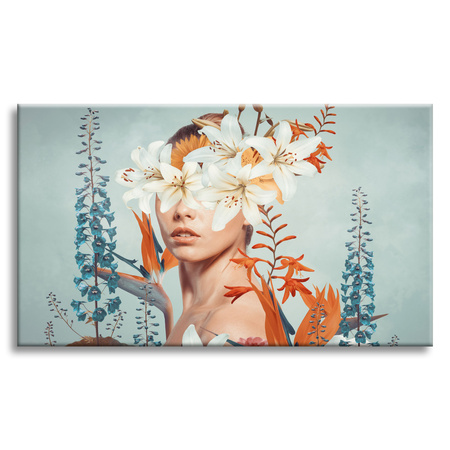 Leinwandgemälde Mädchen Schönheit Blumen Natur 100x80 cm